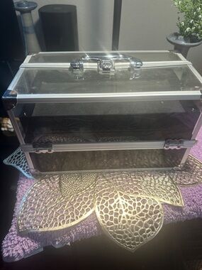Clear Acrylic Jewelry Storage Case with Silver Trim